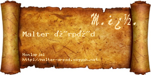 Malter Árpád névjegykártya